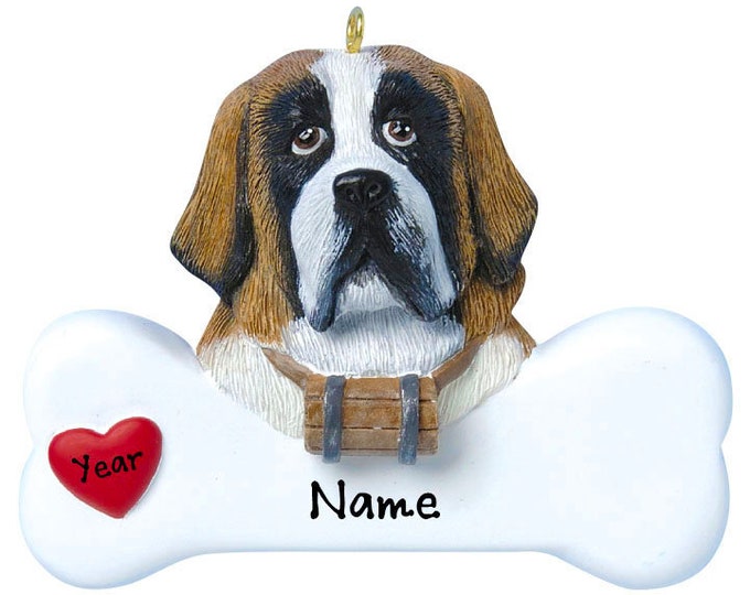 St Bernard Dog Ornament Personalized 2025 - Dog Bone Christmas Ornament Gift For Dog Lover - Love My Custom Dog Memorial Ornament Pet Loss