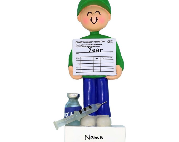 Personalized Vaccine Card Ornament - He Got The Shot Ornament, Vaccine Christmas Ornament 2025 , Custom Health Care Ornament with Name