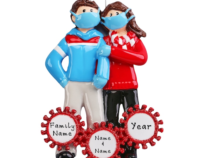 Couple With Mask Ornament  - Couple Ornament - Corona Virus Ornament - The Year We Stayed Home - Personalized Christmas Gift