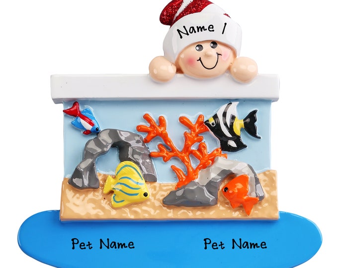 Girl or Boy That Loves Their Fish Personalized Ornament - Fish Tank Aquarium Christmas Ornament, Love My Betta Fish, Child That Loves Fish,