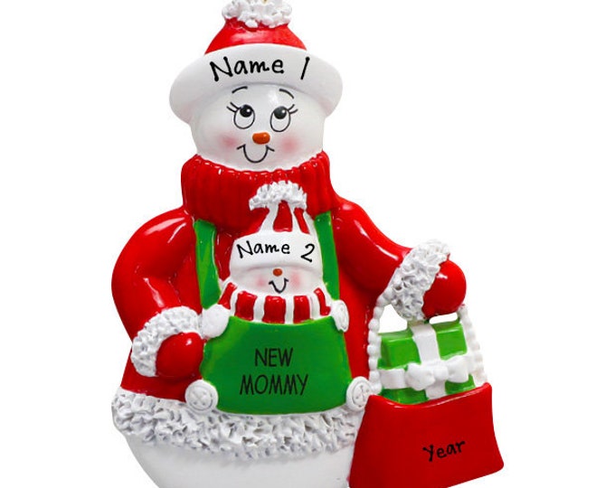 Snow Mom Expecting Baby Christmas Ornament - Pregnant Mom To Be Ornament - Expecting Baby Ornament - Hand Personalized Christmas Ornament