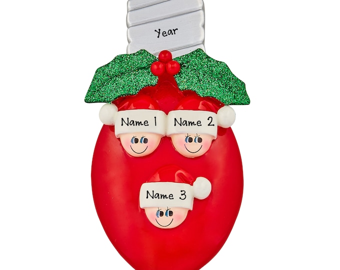 Family Christmas Ornament Personalized 2025  - Family of 3 Christmas Ornament Personalized - Our 3 Grandkids - Custom Gift For Grandparents