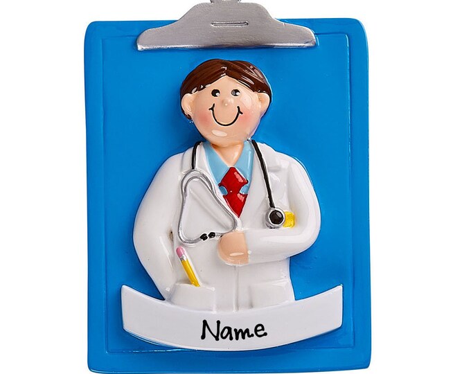 Essential Worker Ornament -  Personalized Male Doctor Ornament - Stethoscope Christmas Ornament - Front Line Hero Ornament - Doctor Gift