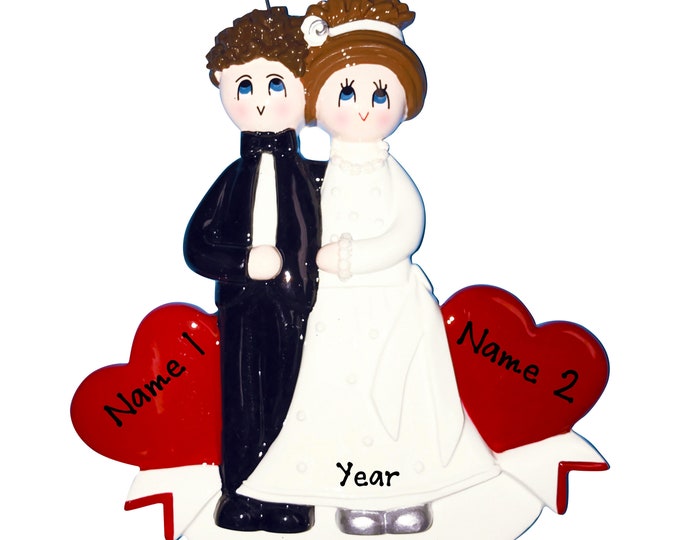Newlywed Ornament - Custom Ornament, 3D Gift Tags, Wedding Gift Tag, Mr Mrs Gifts, Custom Tree Ornament, Marriage Ornament, Wedding Couple