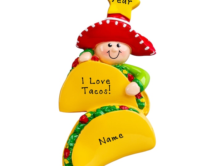 Taco Ornament - Taco Truck Ornament - I Love Tacos - Taco Tuesday Ornament - Personalized Gift For Taco Lover, Food Truck Ornament