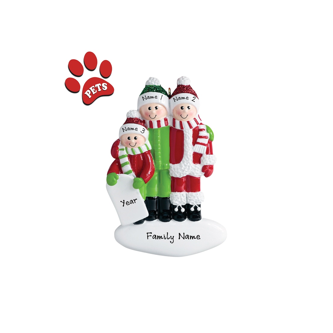Snow Sled Christmas Ornament - Family Christmas Ornament - Family of 3 ...