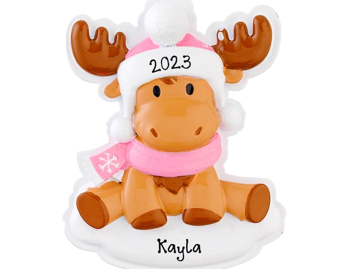 2025 Baby's 1st Christmas Personalized Ornament Baby Girl's 1st Christmas Ornament - My First Christmas Baby Gift - Baby Moose Forest Animal