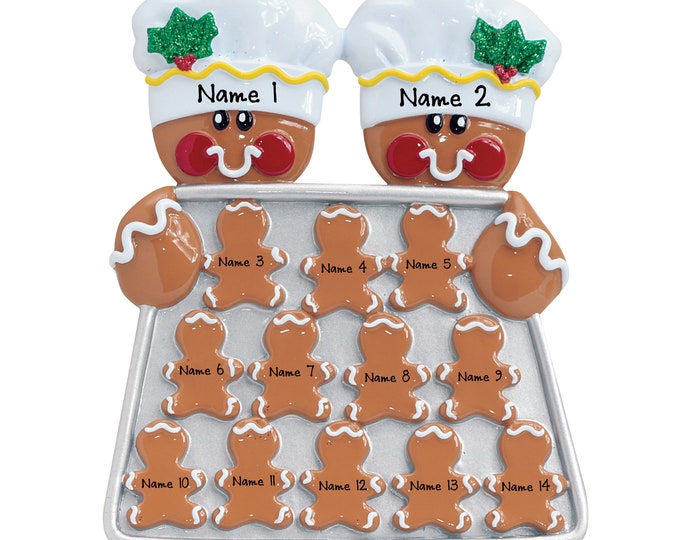 Family of 14 Gingerbread Baker Ornament - Family Christmas Ornament - Baking Cookies - Table Decoration - Personalized Gift For Grandparents