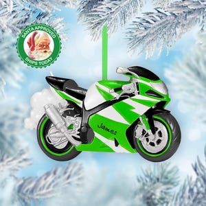 Motorcycle Ornament - Personalized Motorcycle Gifts For Him - Custom Gifts For Biker - Crotch Rocket Motorcycle Gift For Dad, Name Gift Kids