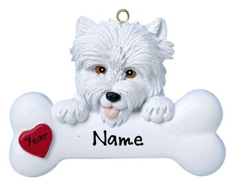Westie Dog Ornament Personalized 2023 - Dog Bone Christmas Ornament Gift For Dog Lover - Love My Custom Dog Memorial Ornament Pet Loss Gift