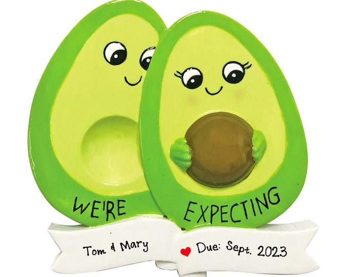 Personalized Expecting Couple Ornament Two Avocados Expecting Baby, We're Expecting Parent Ornament, Custom Pregnant With Baby Announcement