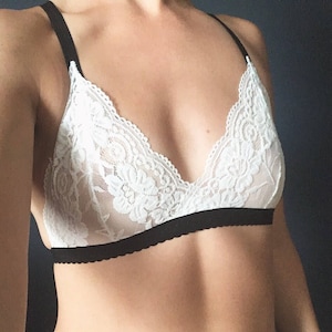 Sheer Bralette with Double Triangle Racerback in Terracotta Fern Print Lace