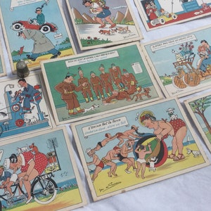 10 Old Postcards, humorous postcards, Jean de Preissac drawings, series: proverbs". 10 vintage French postcards