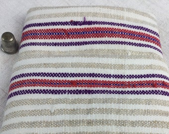 Torchon ancien en chanvre et coton, chemin de table. Vintage Hemp and Cotton Dish Towel, Rustic Dishcloth.