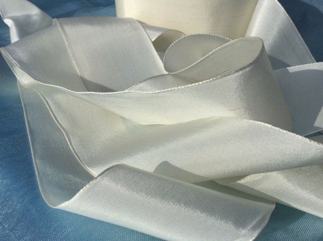 White Ruffle Ribbon Wide 6 Meters by 5cm of Vintage White Ribbon. 6 Yards 56 of Vintage White ...