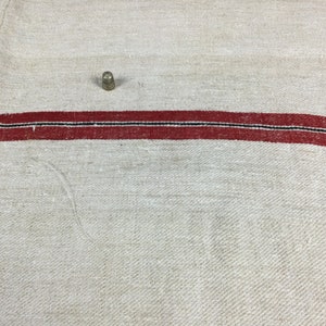 Hemp grain bag, old, red and black, large cushion, yoga mat, table runner. Antique European feed Sack, Hemp.