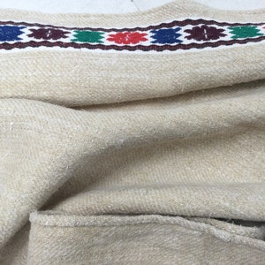 Hemp fabric, old, hand spun and woven hemp, hand embroidered. Vintage Hemp fabric / grain sack fabric, hand embroidery.