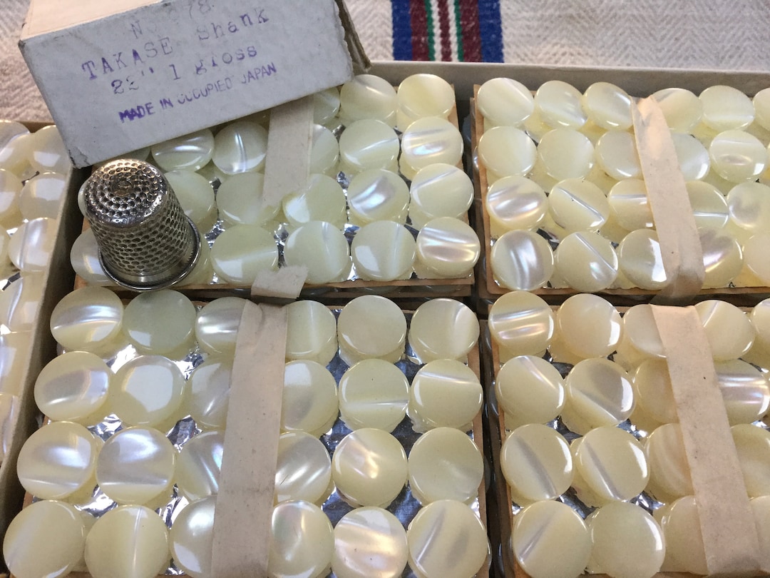 1950’s Lansing Grey Mother of Pearl Buttons - Set of 2 - Size 45 - 1 1/8