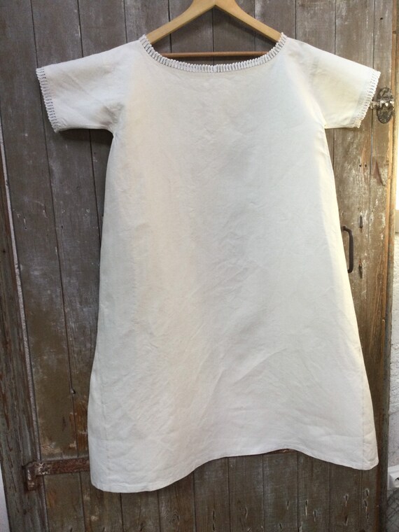 Nightgown in linen and cotton, old, numbered JB w… - image 4