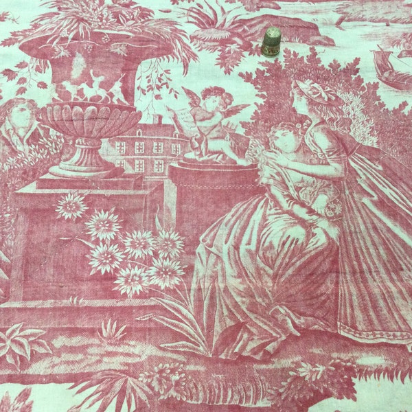 Toile de Beautiran, fin 18ème siècle. Antique French Toile de Beautiran, late 18thC.