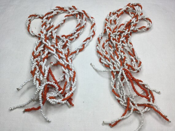 Collier Vintage Mexicain En Perles De Verre Tressées - Braided Glass Beads - État Excellent