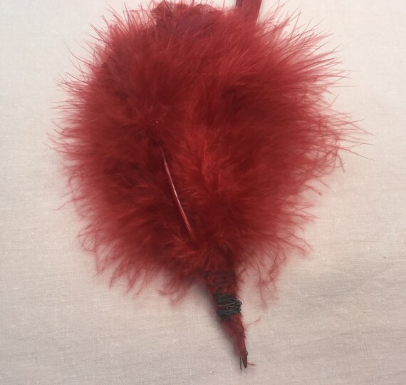 Antique red Marabou Feather Millinery, hat / Plume