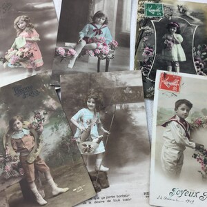 6 cartoline fotografiche antiche per bambini - Cartoline francesi/vecchie, con bambini, inizio XX secolo.