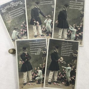 Série de 5 Cartes Postales anciennes, avec enfant, début 20ème siècle. Roman photos. Antique Children Photograph Postcards - French