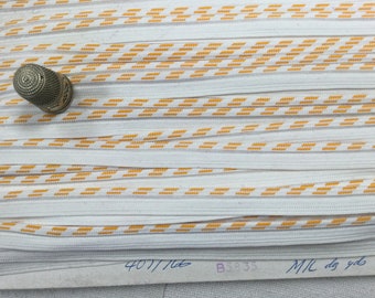 32m de passepoil, liseré, bordure de tissu, ancien, jaune et blanc, en coton & rayonne. 36 yards of vintage piping edging.