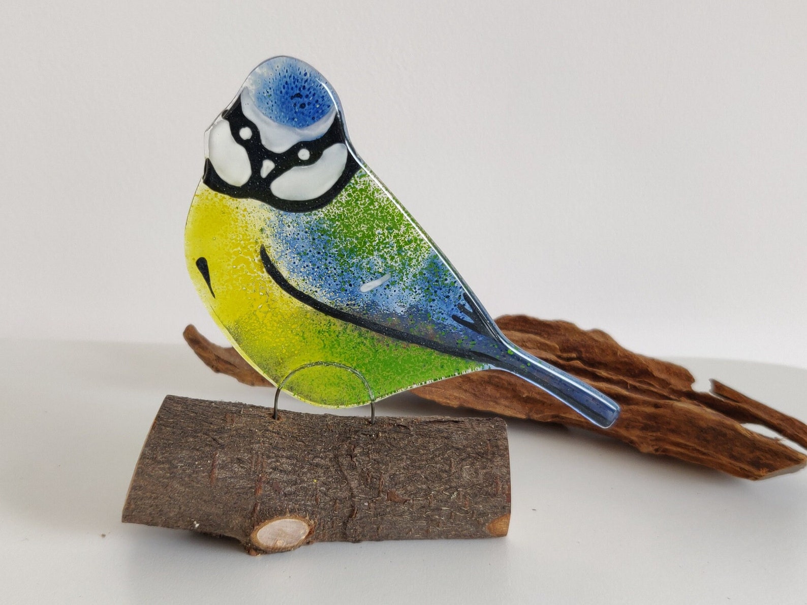 Blue Tit Glass Art