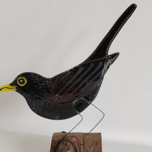 Perching Blackbird  Fused Glass, Garden Bird Lover, Standing Windowsill Ornament Home Decor, British Bird Watchers, Gardeners Gift
