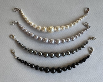 Cordón Himo Haori hecho a mano con cuentas para chaqueta de kimono y perlas de cristal Swarovski.