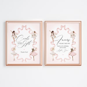 Eine kleine Ballerina Karten & Geschenke Zeichen und Bevorzugungen Zeichen Sofort-Download, Tanzen und Twirl Tutu Aufgeregt Ballett Geburtstag für Mädchen Rosa Ballerina