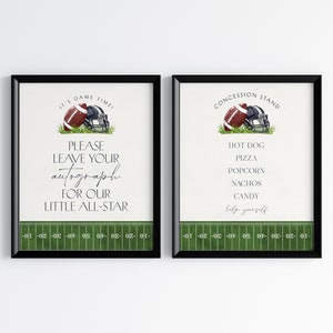 Football Concession Stand and Autograph My Football Sign, Little All-Star Theme Birthday Party or Baby Shower Little Rookie Touch Down Party