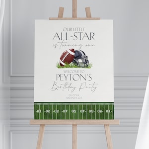 Football Birthday Welcome Sign Printable Template, Little All-Star Theme 1st Bday for Boy, Little Rookie Sprinkle Touch Down Co-Ed Shower