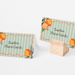 Groene Little Cutie-plaatskaarten afdrukbare sjabloon, hoofdsqueeze vrijgezellenfeest, Citrus babyshower decor zomer clementine verjaardag WP1051