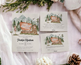 National Park Baby Shower Invitation Printable Template, Woodland Nature Baby Shower, Wilderness Baby Sprinkle Adventure Awaits WP1005