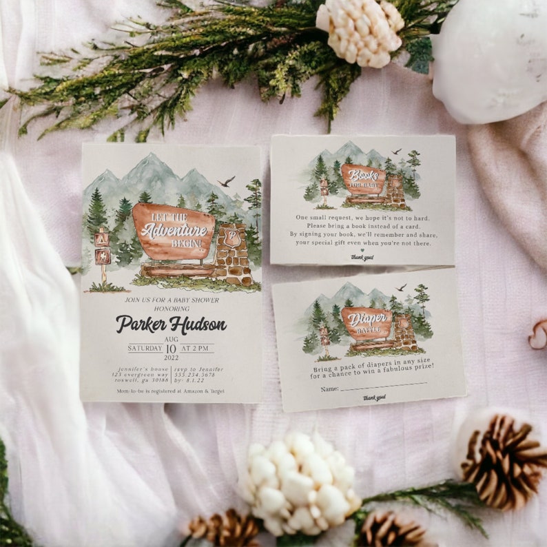 National Park Baby Shower Invitation Printable Template, Woodland