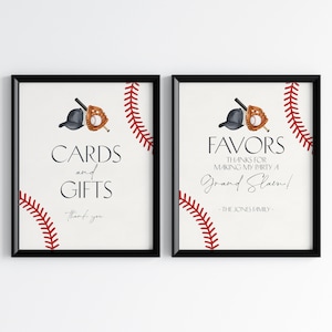 Baseball Karten und Geschenke Schild und Bevorzugungen Schild Vorlage, Little Rookie Theme Boy Geburtstagsparty Little Slugger Baby Shower Grand Slam