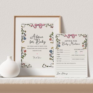 Plantilla imprimible de tarjetas con consejos florales extravagantes para bebés, dibujo a mano de flores para bebés, fiesta en un jardín francés retro, dibujo ilustrado WP1026