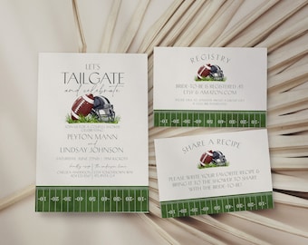Football Couples Shower Invitation Printable Template, Tailgate & Celebrate Coed Bridal Shower for Countdown to Kickoff Engagement Tailgate