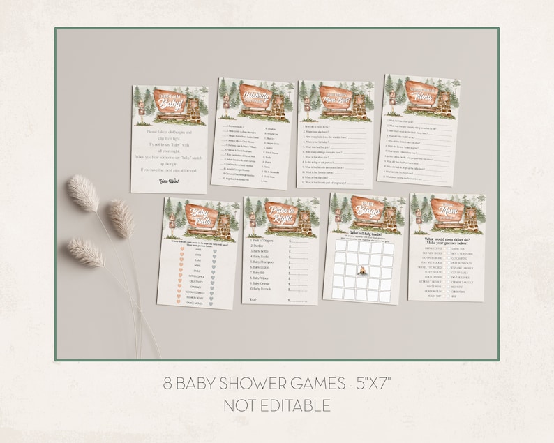 National Park Baby Shower Bundle Printable Template, Woodland Outdoor Baby Shower, Wilderness Baby Sprinkle Adventure Awaits WP1005 image 9