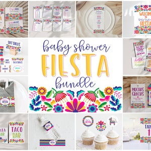 Fiesta Baby Shower Party bundel afdrukbaar, fiesta babyhagel, INSTANT DOWNLOAD, bewerkbare sjabloon, fiesta banner, babyshower spelletjes