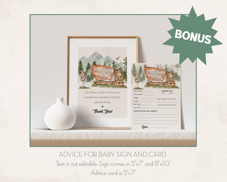 National Park Baby Shower Bundle Printable Template, Woodland Outdoor Baby Shower, Wilderness Baby Sprinkle Adventure Awaits WP1005 image 10