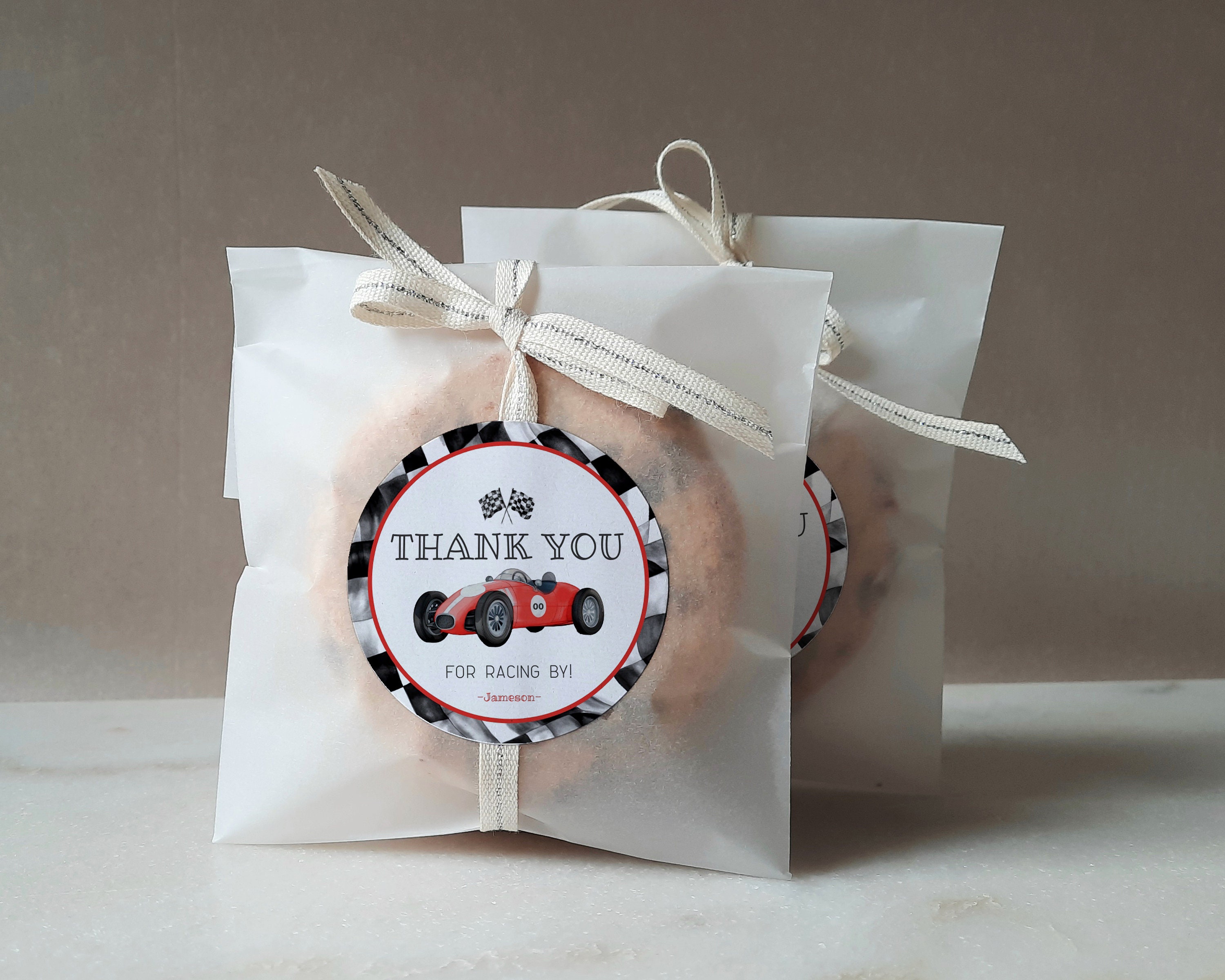 Red Race Car Baby Shower or Birthday Circle Favor Tags Printable ...