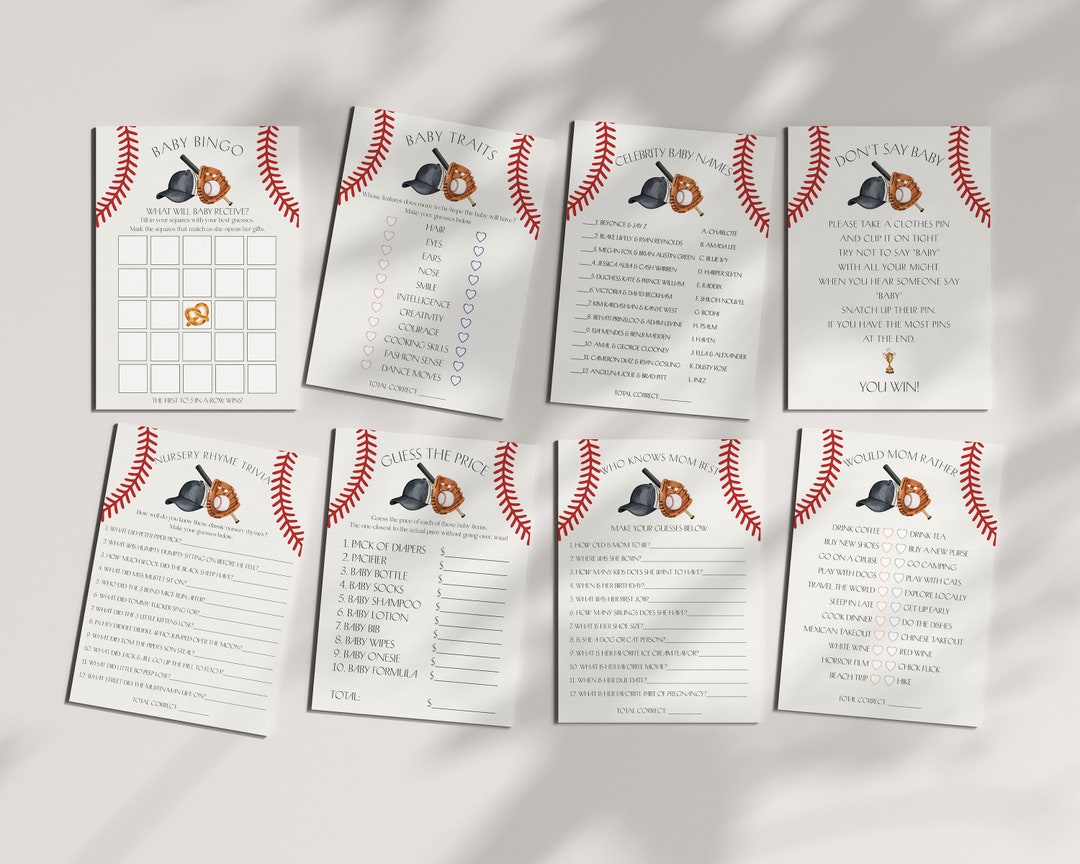 Baseball Baby Shower Games Bundle Printable Template, Little Rookie ...