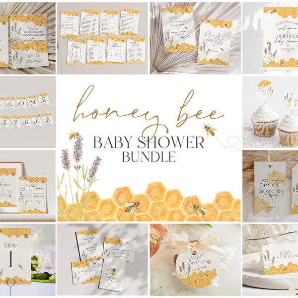 Honey Bee Baby Shower Bundle Printable, Gender Neutral Babee Shower Invitation, Printable games Bumble Bee Baby Shower Package, Mommy to bee