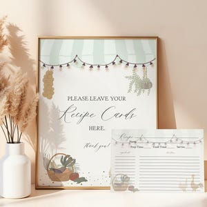 Green Farmers Market Recipe Card Bridal Shower Template, Farm Fresh Bridal Brunch with Bride, Fresh Off The Market Engagement Party WP1043