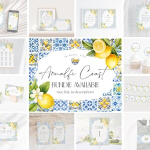 Amalfi Coast Bridal Shower Welcome Sign Printable Template, Lemon Citrus Mediterranean decor with blue tiles, Coastal Italian theme, WP3016 image 7