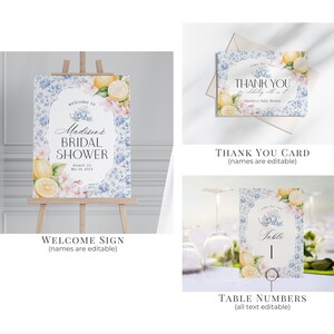 Blue Chinoiserie Tea Bridal Shower Printable Bundle, High Tea Party for Bridesmaids Bridal Tea, Willow Toile English Garden Party WP1001 image 5
